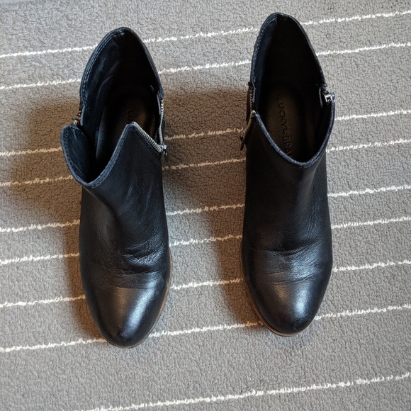 Lucky Brand Black Leather Booties Size 6 - Picture 3 of 6